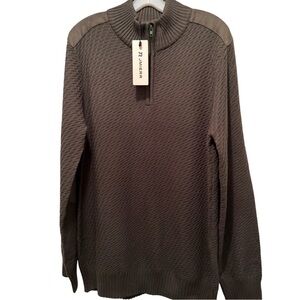NWT JMIERR Mens Quarter Zip Sweater Long Sleeve Stand Collar Olive Green Size L